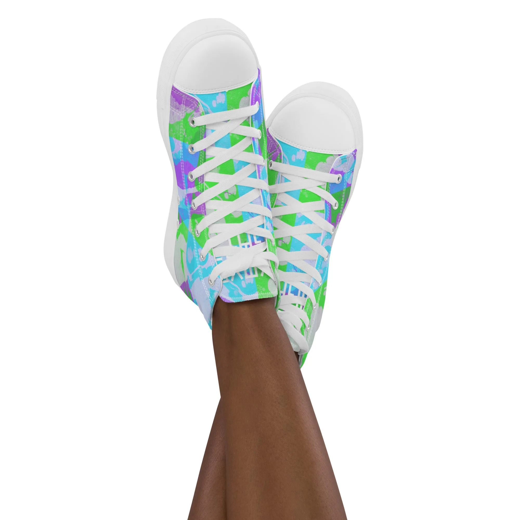 Sixty Eight 93 Logo White Marble #3 Women's High Top Shoes High Heels Anal