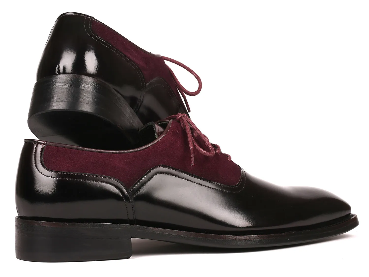 Casual Dress Slip On Shoes Paul Parkman Men's Burgundy Suede & Black Patent Oxfords - 17BUR85