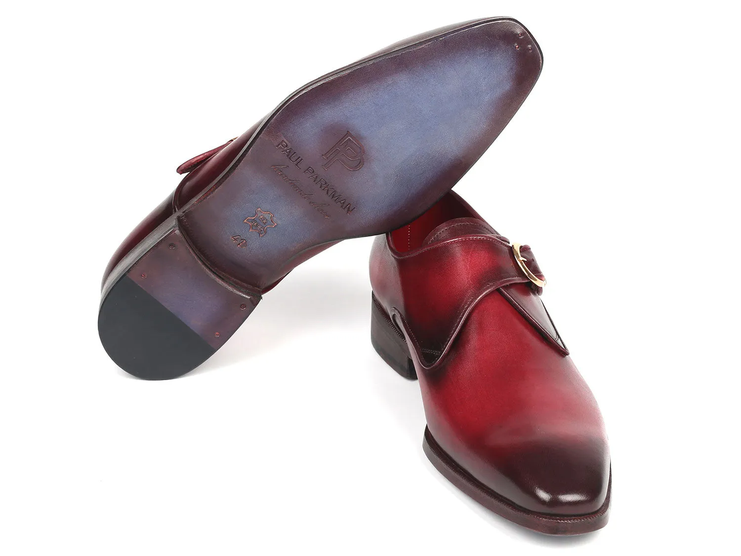 Paul Parkman Single Monkstrap Shoes Burgundy Leather - DW984P Lime Dress Shoes