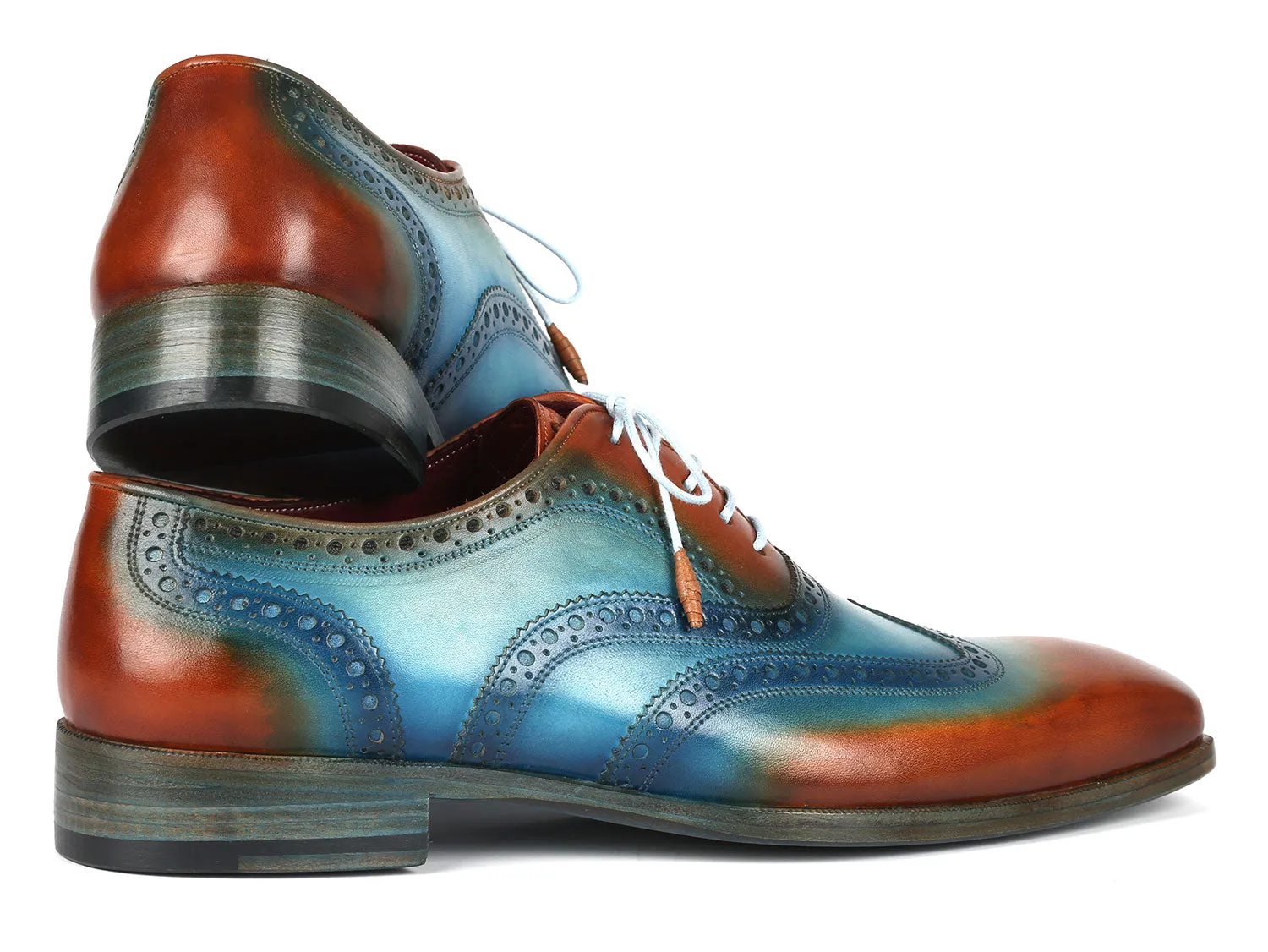 Paul Parkman Wingtip Oxfords Turquoise & Tobacco 228-TRQ Comfy Shoes With Dresses