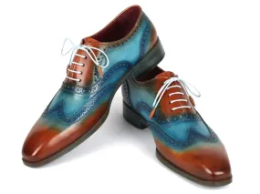 Macy's Low Heel Dress Shoes Paul Parkman Wingtip Oxfords Turquoise & Tobacco 228-TRQ