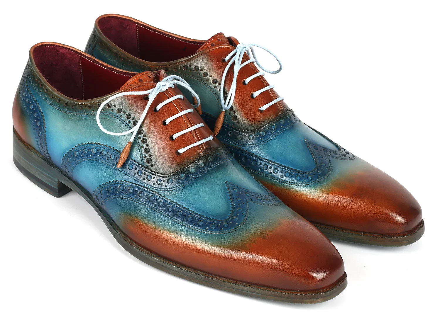 Sneaker Dress Shoes Paul Parkman Wingtip Oxfords Turquoise & Tobacco 228-TRQ
