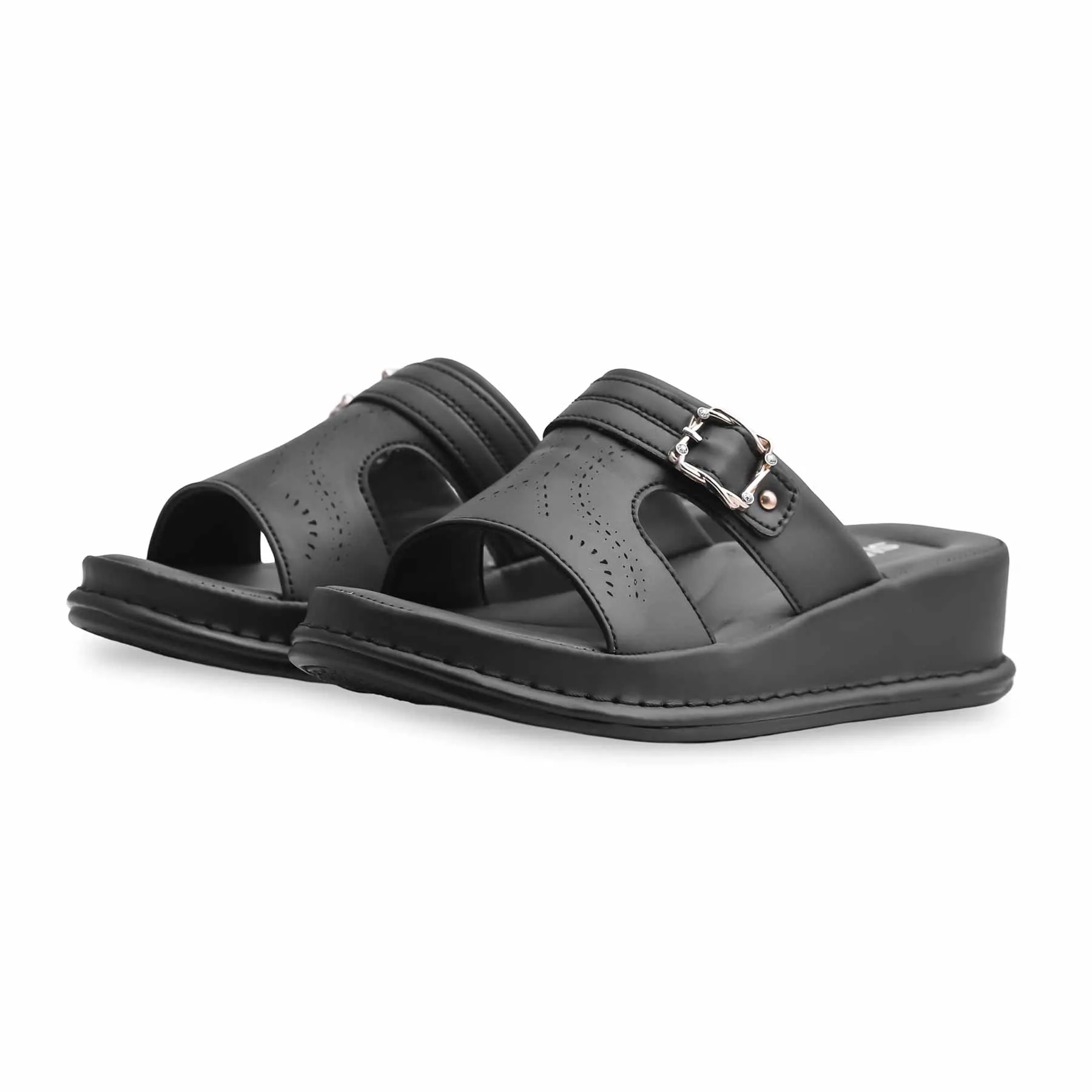 Velcro House Slippers Black Formal Slipper PU0495