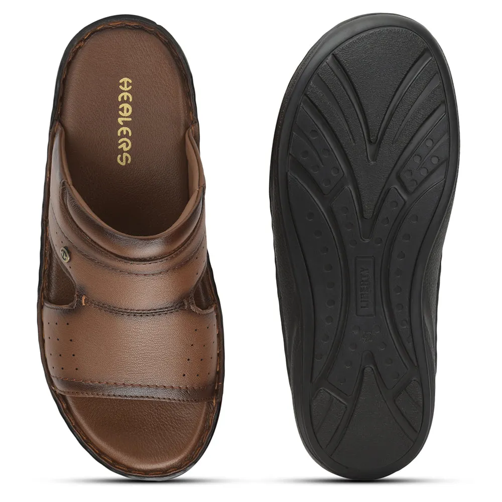 Healers Casual Slippers For Men (Tan) ER-53 By Liberty Antibacterial Slippers