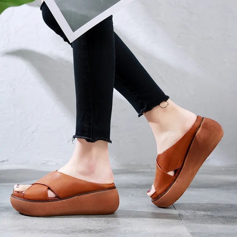 Summer Cross Strap Wedge Slippers House Slippers On Sale