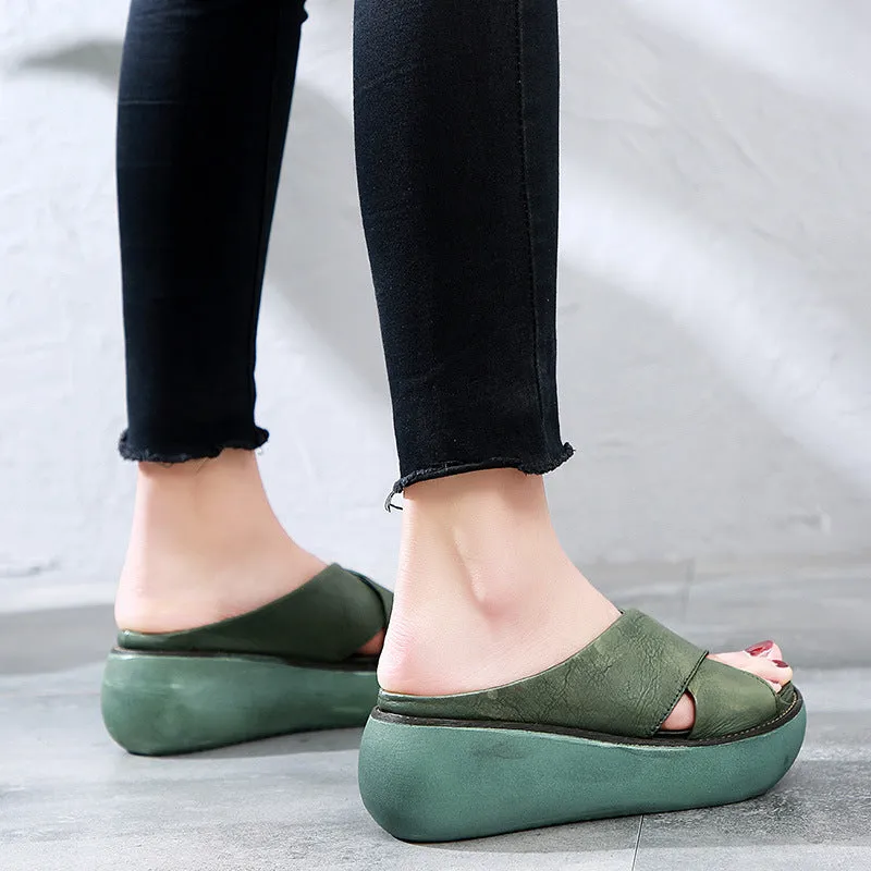 Summer Cross Strap Wedge Slippers Creeper Slippers