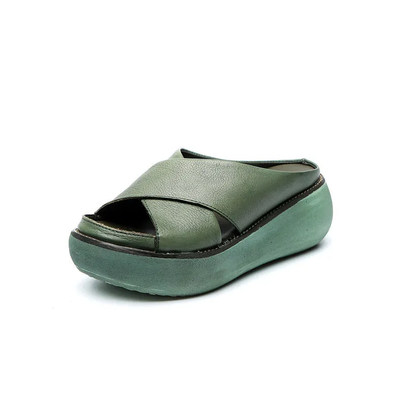 Summer Cross Strap Wedge Slippers Newdenber Slippers