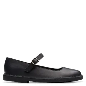 Clarks Women's in Desert Jane in Black Leather Slim Loafers