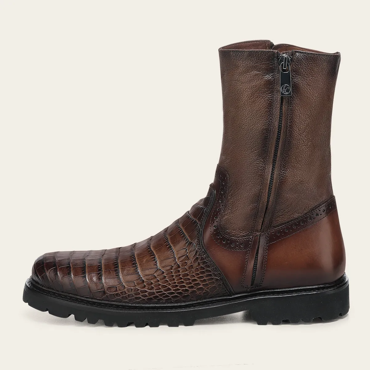 Extra Wide Pull On Work Boots Honey Brown Exotic Aligator Urban Boots