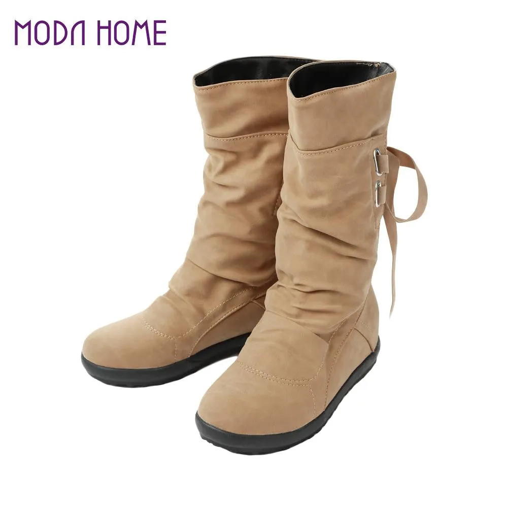 Lace Up Ladies Short Boots Hidden Wedges Slip-on Riding Boots Women Mid-Calf Boots Botas Boots Shoes Woman Danner Fire Boots