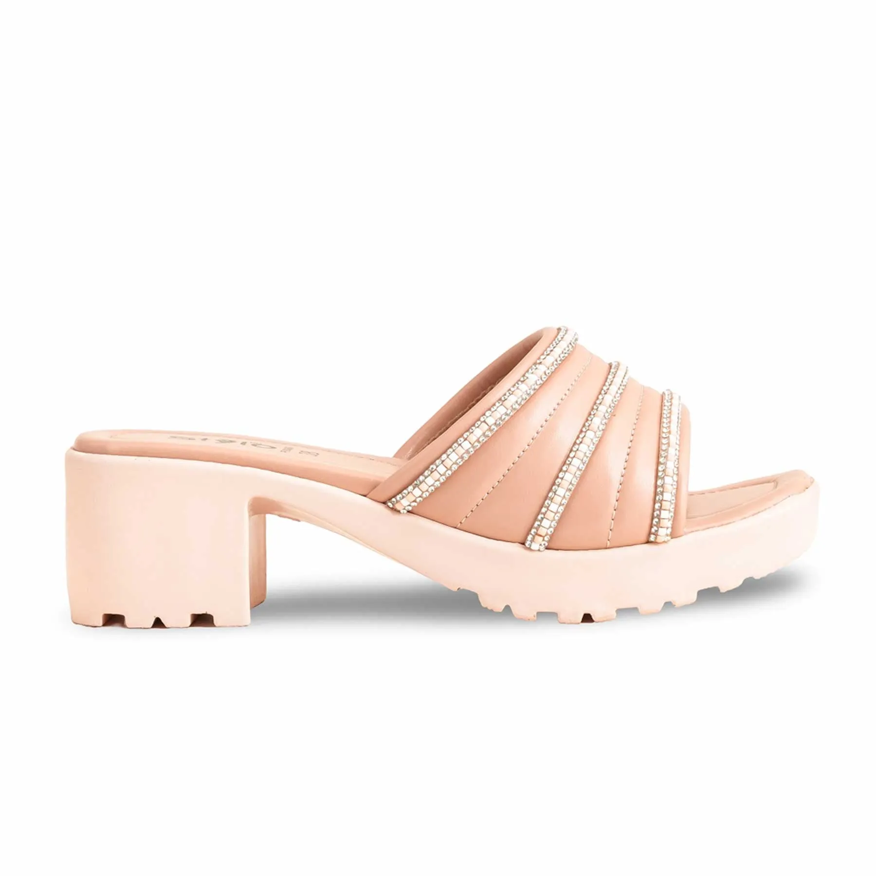 Pink Formal Slipper PU0496 Platform Slide Sandals