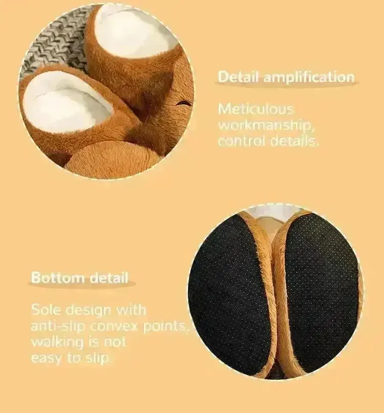 Plush Capybara Indoor Slippers Feather Sandals