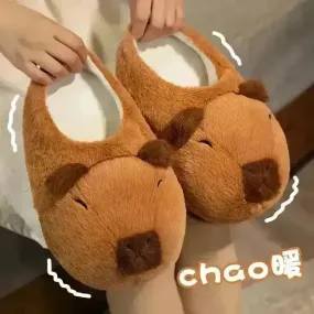 Plush Capybara Indoor Slippers Tire Sandals