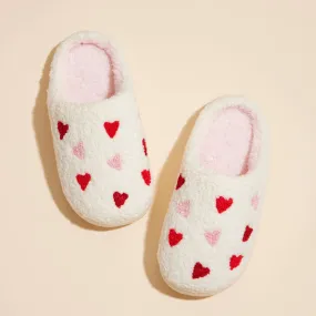 China Slippers Plush Multi Hearts Home Slippers, Kids (3Y-8Y): White-Pink