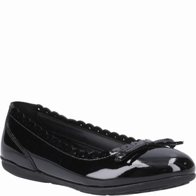 Hush Puppies Lillie Ballerina Patent Junior School Shoes Everyday Use Comfortable Step