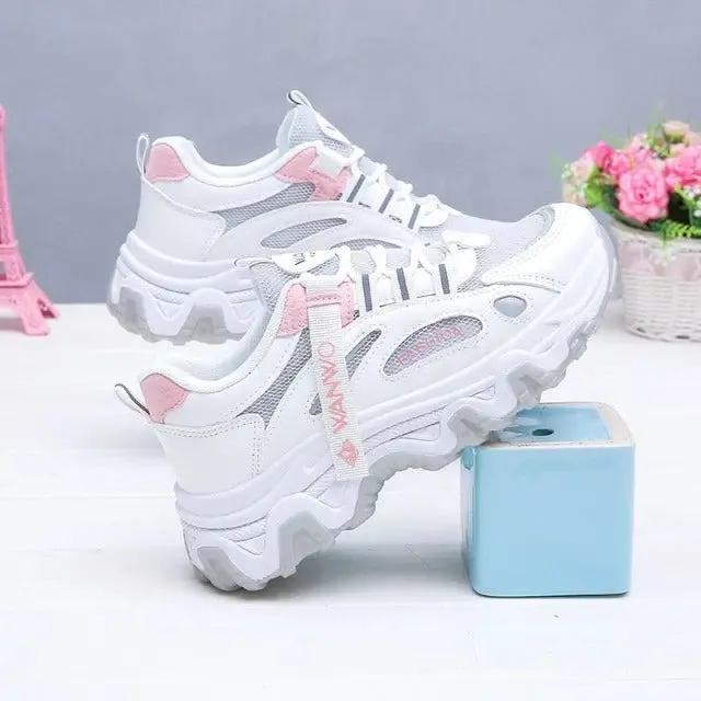 Flat Shoes Trending Breathable mesh platform sneakers for women