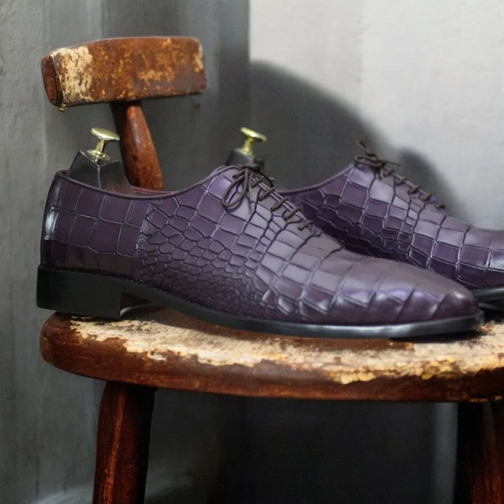 Five Finger Dress Shoes 100% Handmade Goodyear Welted Alligator Print Whole Cut Leather Shoes For Men's