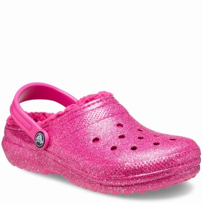 Crocs Toddler Classic Glitter Lined Clog Comfortable For Walks Beach Ready Footwear