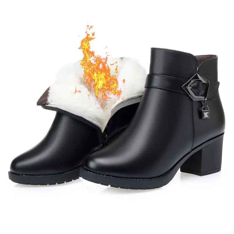 Columbia Minx Shorty Iii Snow Boot 2022 Winter Leather Women Winter Boots Thick Wool Warm Women High-heeled Genuine Boot High-quality Female Snow Boots Women Shoes