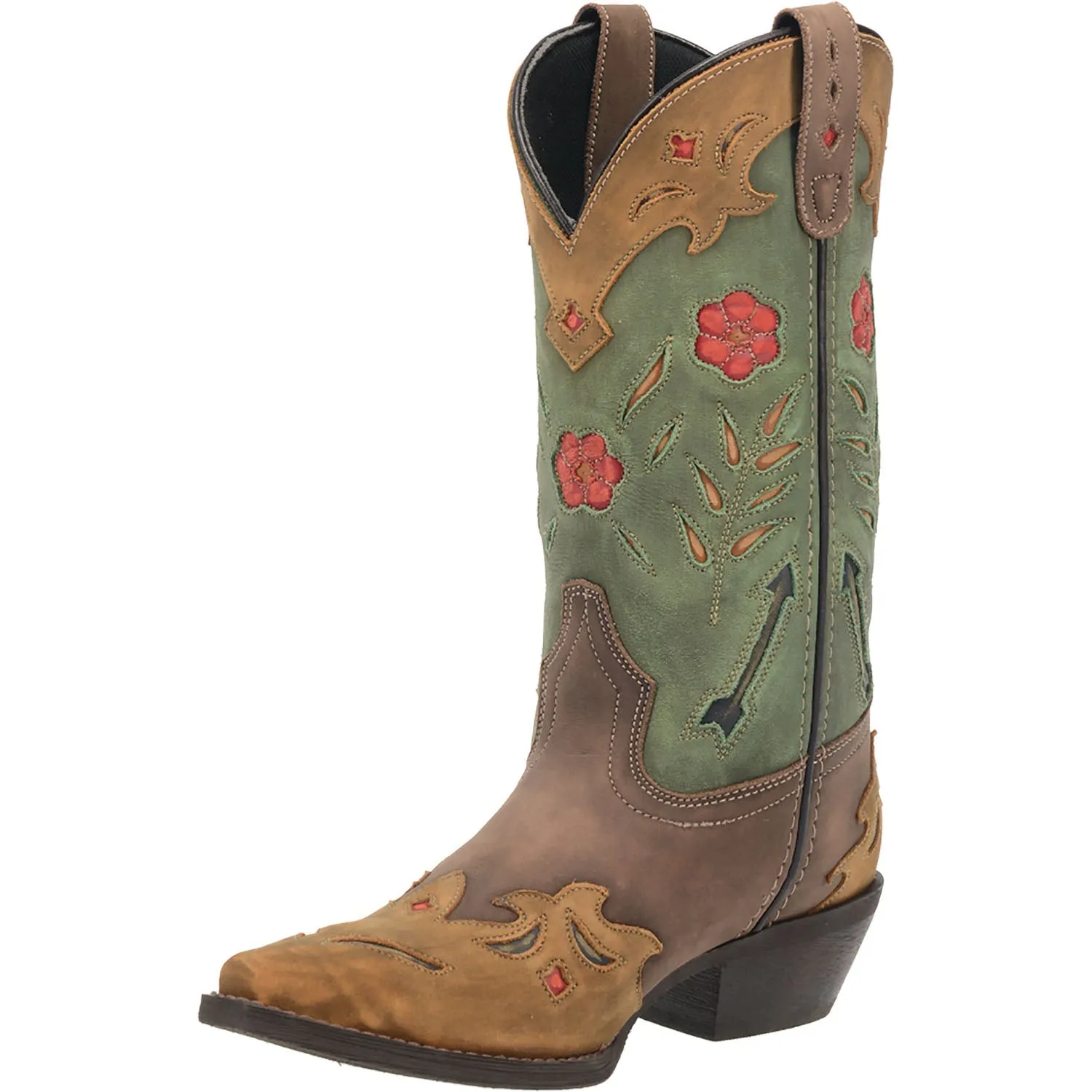 Laredo Womens Miss Kate Cowboy Boots Leather Brown/Teal Jon Pardi Dirt On My Boots