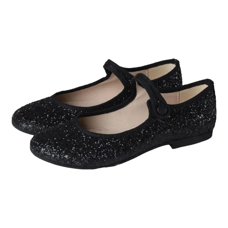 1916 - Black Glitter Strap for Girl by Galluci Comfortable Hiking Boots