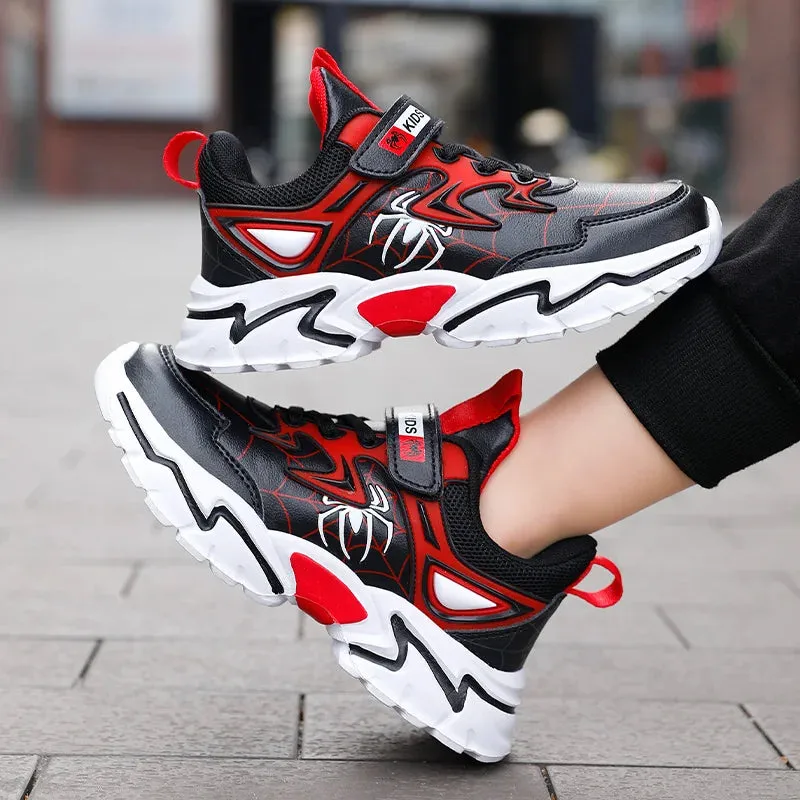 Brand Kids Cartoon Spider Sneakers Boys Comfortable Sports Shoes Outdoor Non-slip Tennis Shoes Lightweight Casual Running Shoes Qinwen Zheng Tennis Shoes