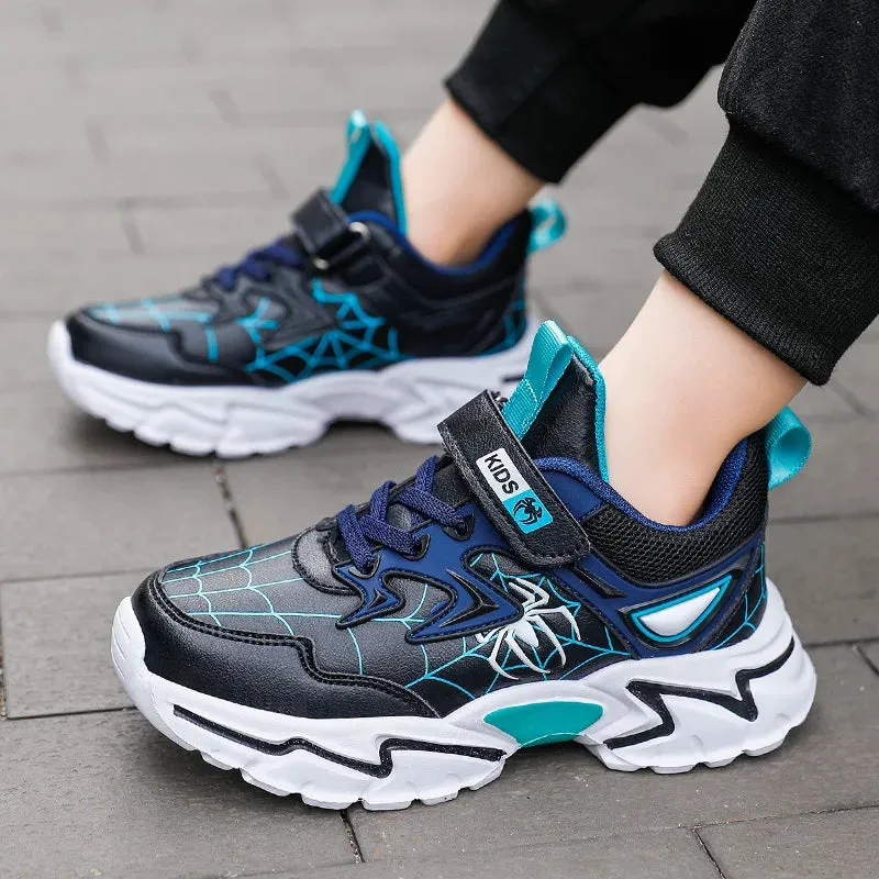 Brand Kids Cartoon Spider Sneakers Boys Comfortable Sports Shoes Outdoor Non-slip Tennis Shoes Lightweight Casual Running Shoes Unique Tennis Shoes