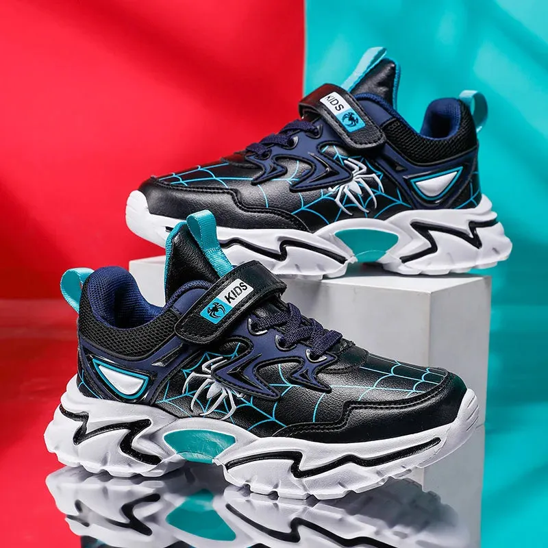 Nike Cage Tennis Shoes Brand Kids Cartoon Spider Sneakers Boys Comfortable Sports Shoes Outdoor Non-slip Tennis Shoes Lightweight Casual Running Shoes