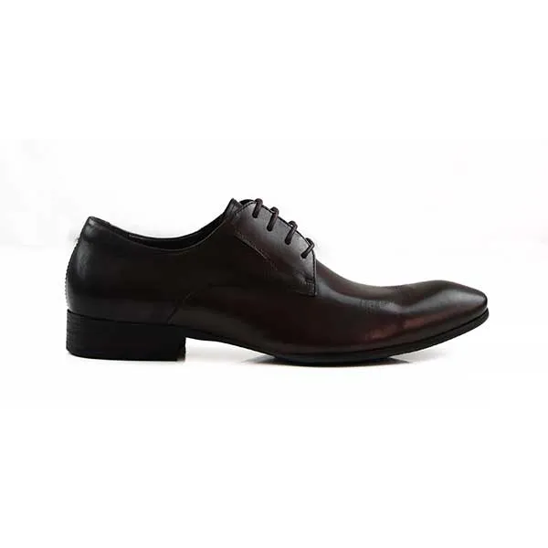 Mens Zasel Peter Dark Brown Leather Lace Up Shoes Stretchy Dress Shoes For Bunions