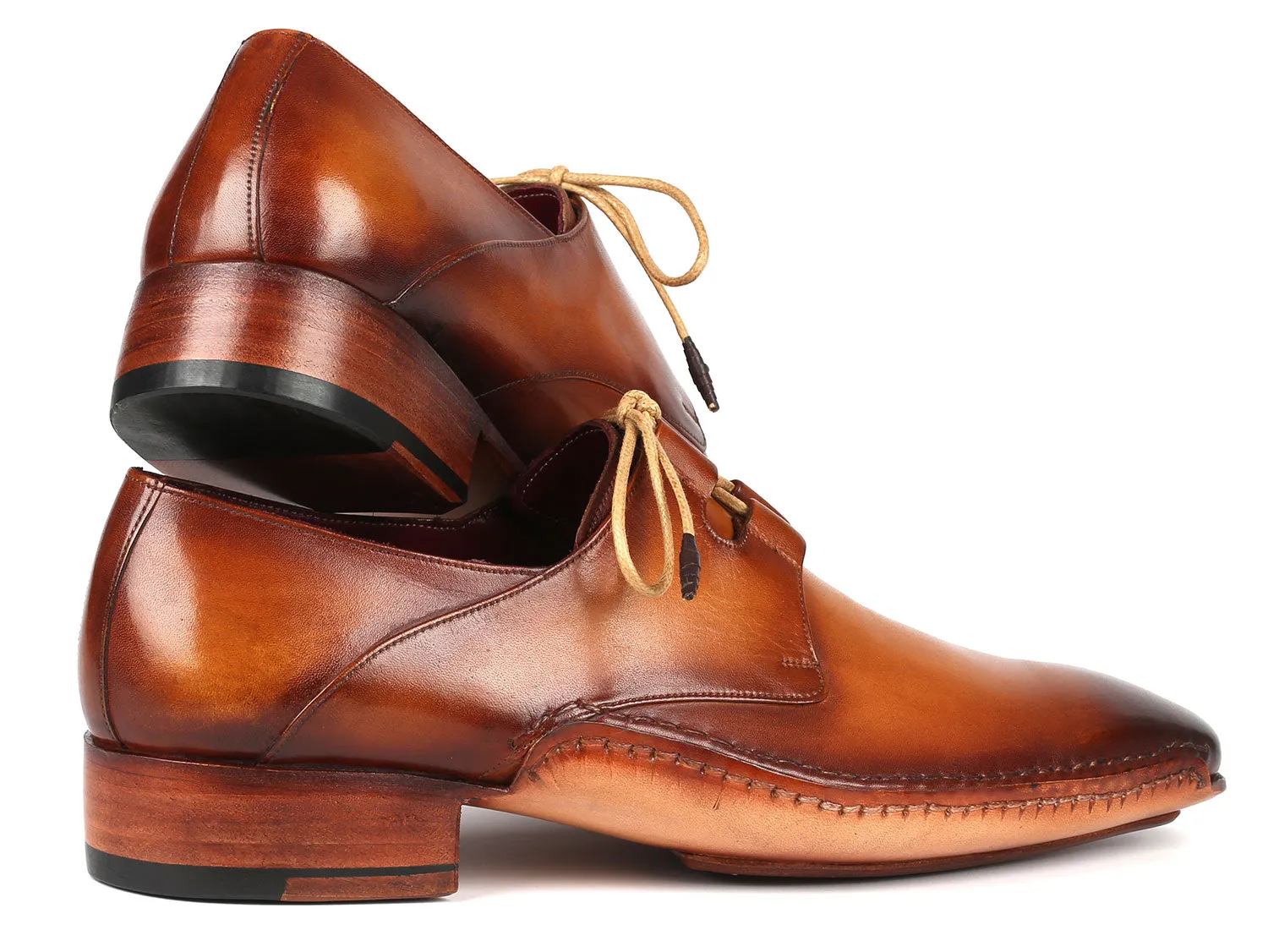 Paul Parkman Ghillie Lacing Handsewn Shoes Light Brown - 022-CML Non Slip Shoes Dress