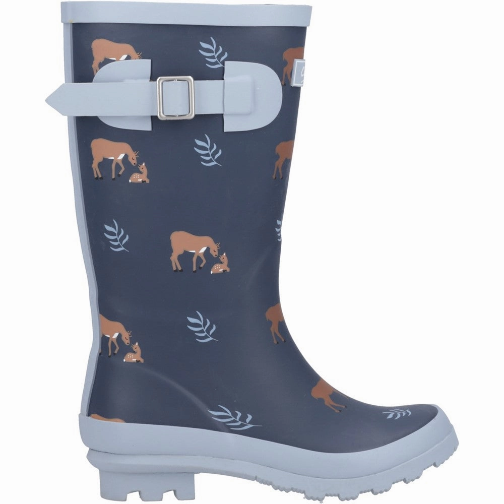 Cotswold Woodland Junior Wellingtons Robust Build Metallic Buckle