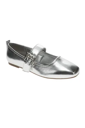 Flat Church Shoes Rachel Roy Razzle Buckle Flats for Women in Silver | RAZZLE-SILVER
