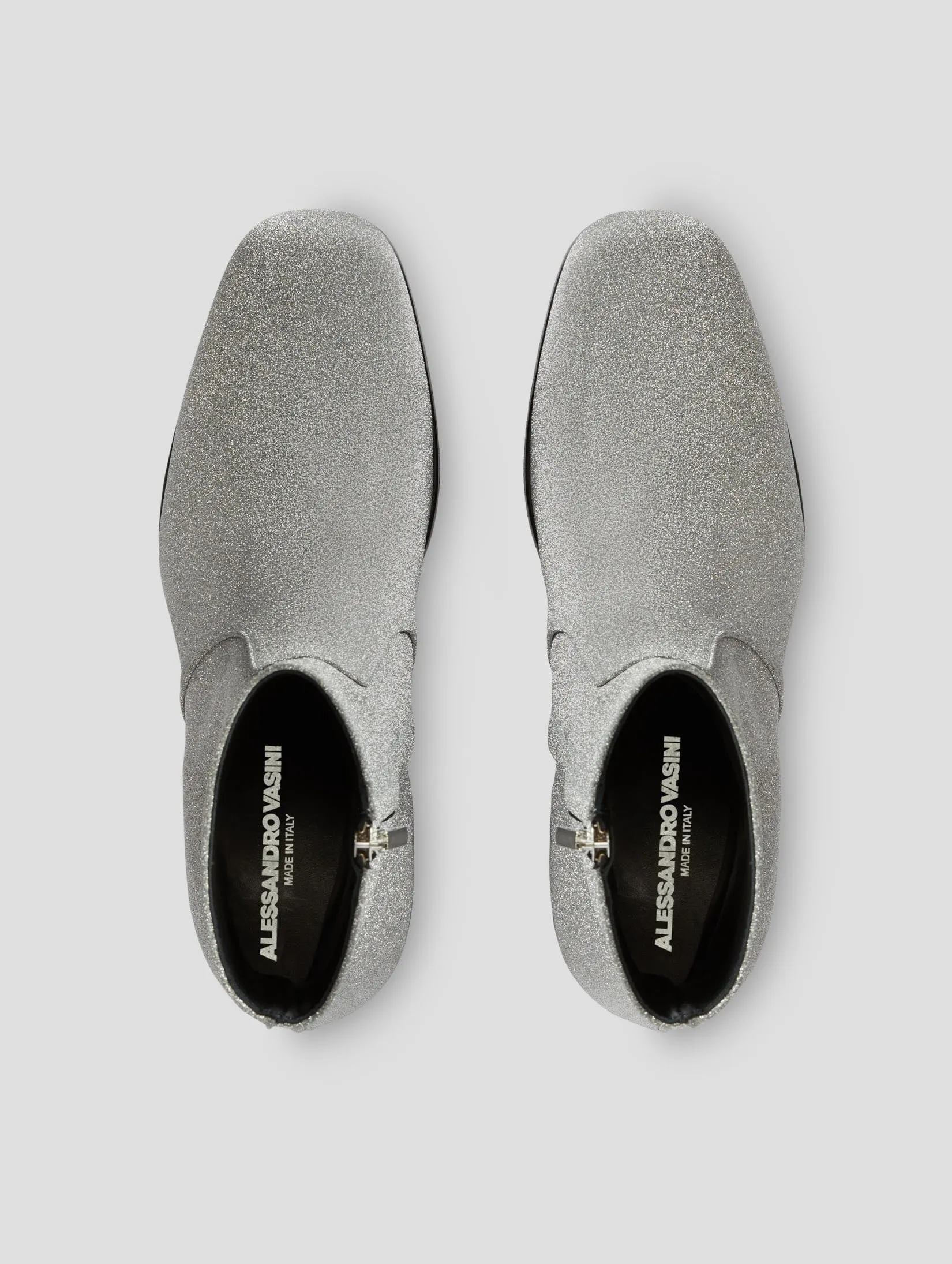 Short Ladies Boots RAOUL 70MM PLATFORM BOOT IN GLITTER SILVER