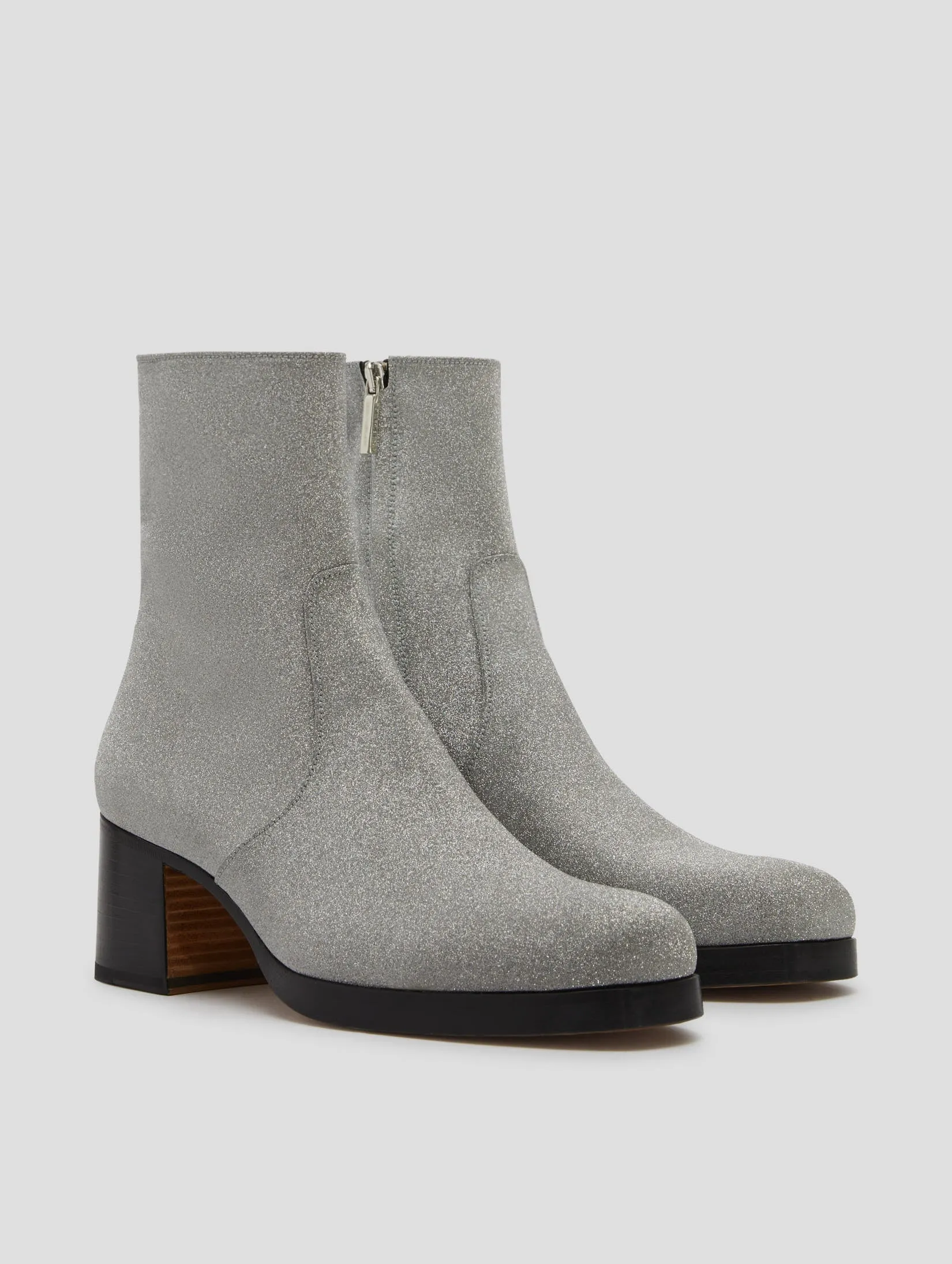 RAOUL 70MM PLATFORM BOOT IN GLITTER SILVER Georgia Work Boots