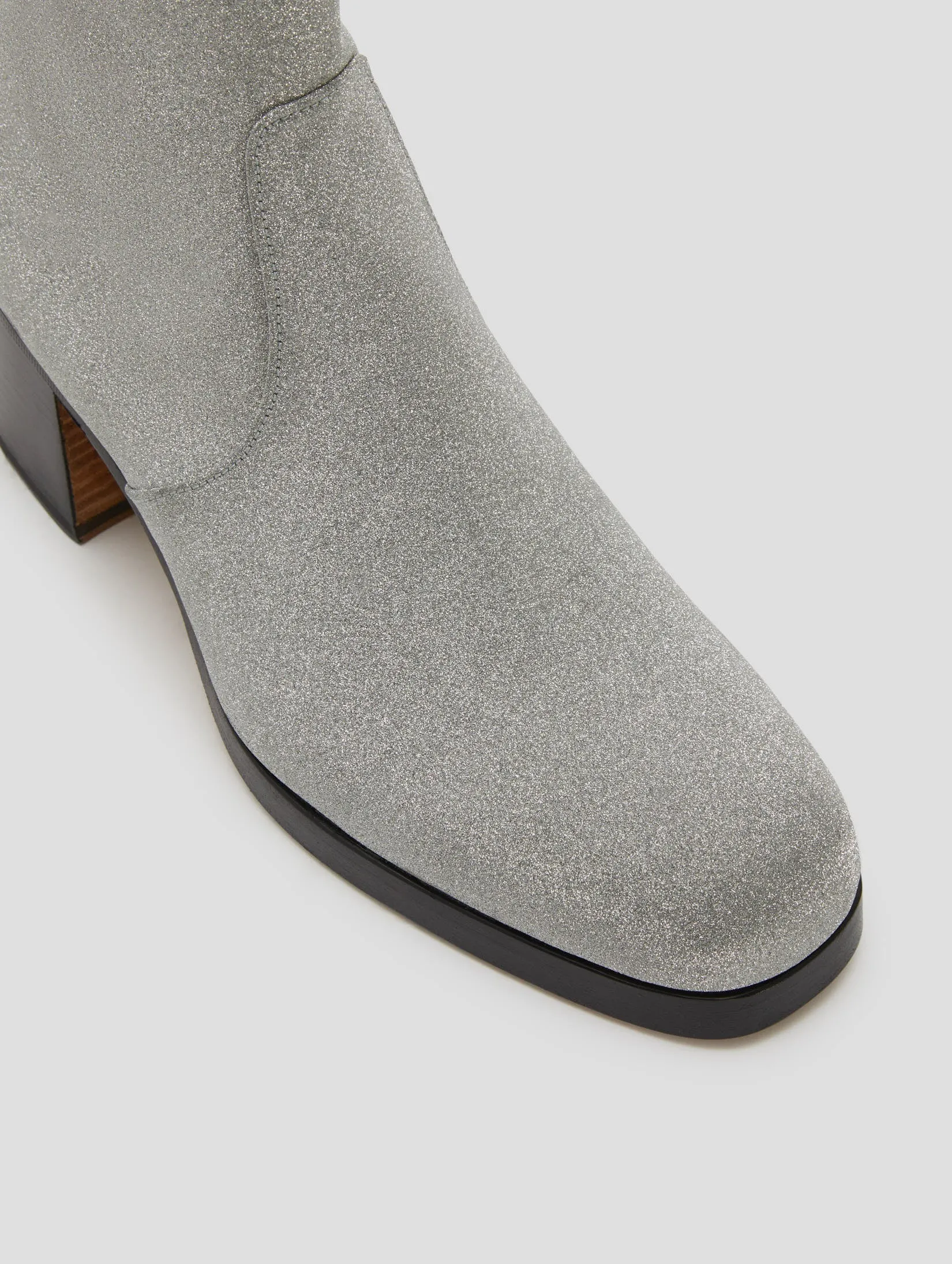 Rough Out Cowboy Boots RAOUL 70MM PLATFORM BOOT IN GLITTER SILVER