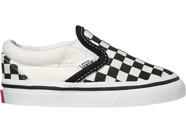 Vans Classic Slip-On black and white checker/white - Kids Best Wide Toe Box Tennis Shoes