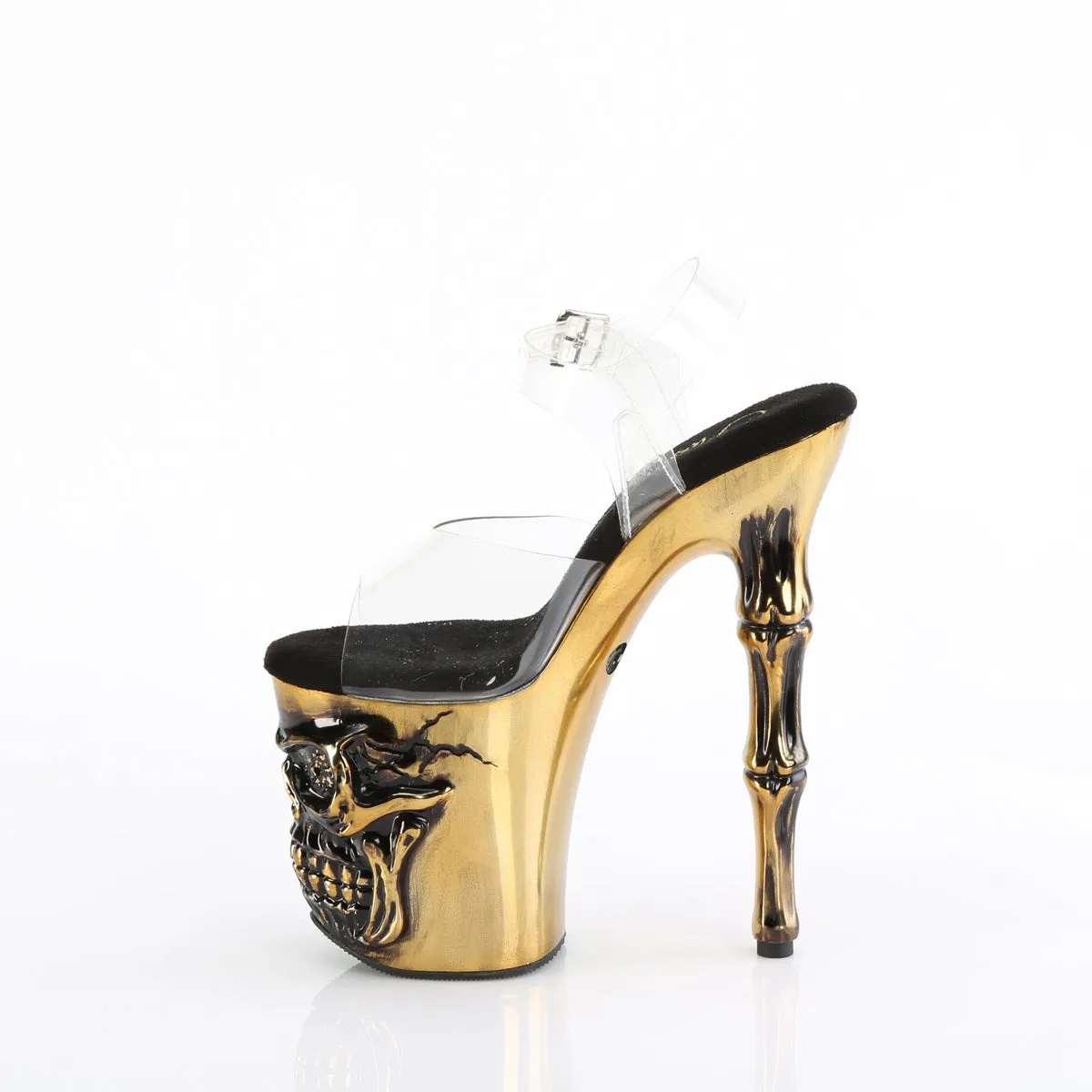 Asics Shoes Without Laces RAPTURE-808-LT Pleaser Clear/Satin Brass Chrome Sexy Platform Shoes (Pole Dancing Heels)