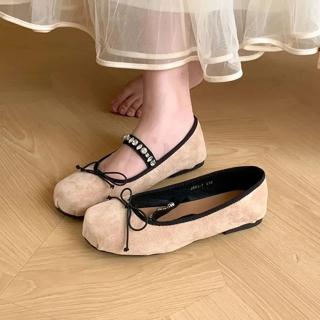 binfenxie  -  New Brand Women Flat Shoes Round Toe Shallow Slip On Ladies Casual Ballet Shoes Soft Leather Eelgant Balle Shoes Dance Shoes Ballet Flats