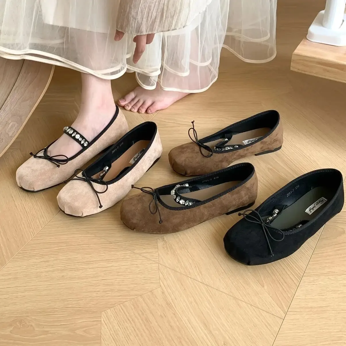 binfenxie  -  New Brand Women Flat Shoes Round Toe Shallow Slip On Ladies Casual Ballet Shoes Soft Leather Eelgant Balle Shoes Flat Plateau Shoes