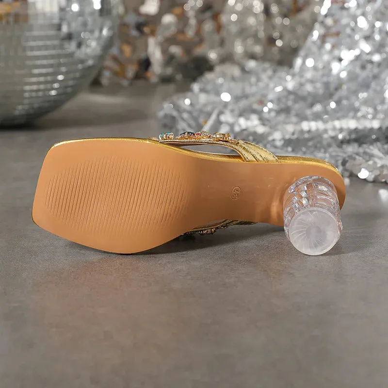 Children's Dog Slippers Liyke Mode Farbe Edelstein Niet Frauen Hausschuhe Sandalen transparente seltsame Low Heels Slides Schuhe Sommer Strand Party Flip Flops