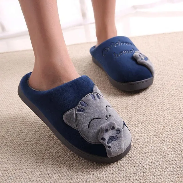 Ladybug Slippers Women Winter Home Slippers Cartoon Cat Home Shoes Non-slip Soft Winter Warm Slippers Indoor Bedroom Loves Couple Floor Shoes