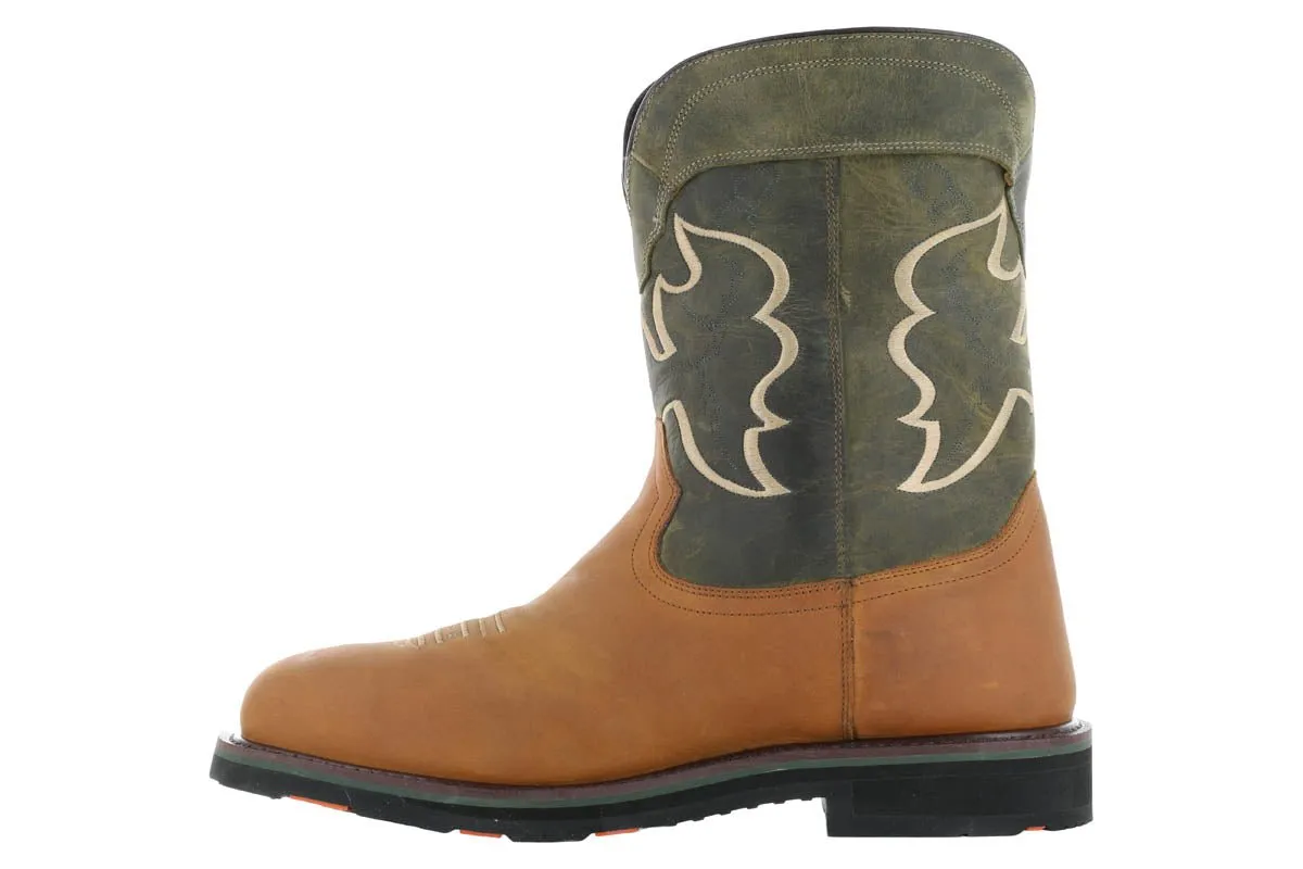 Hoss Showdown Composite Toe Western Boot Olive Utility Work Boot
