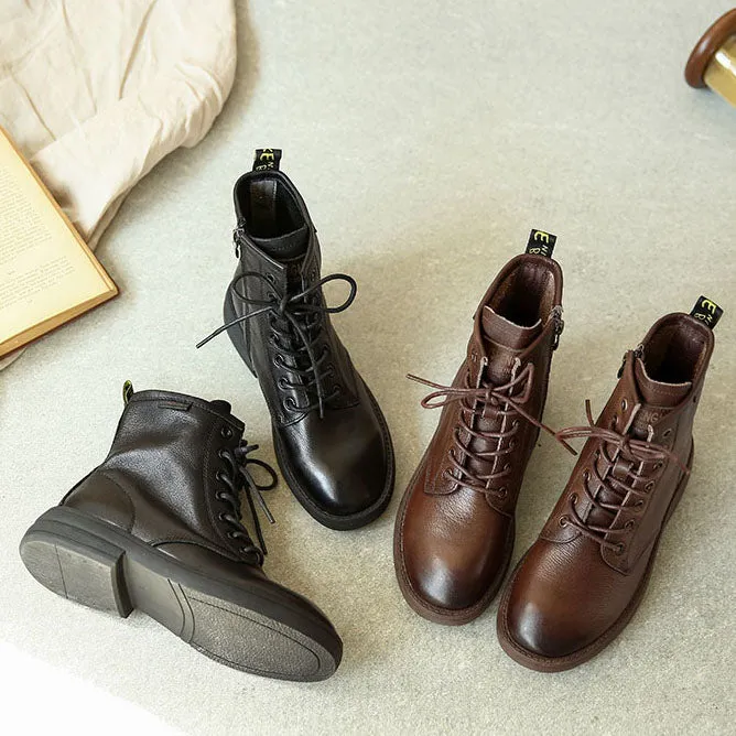 Adidas Nyc Shoes Retro Leather Seven Eyelets Lace-up Martin Boots