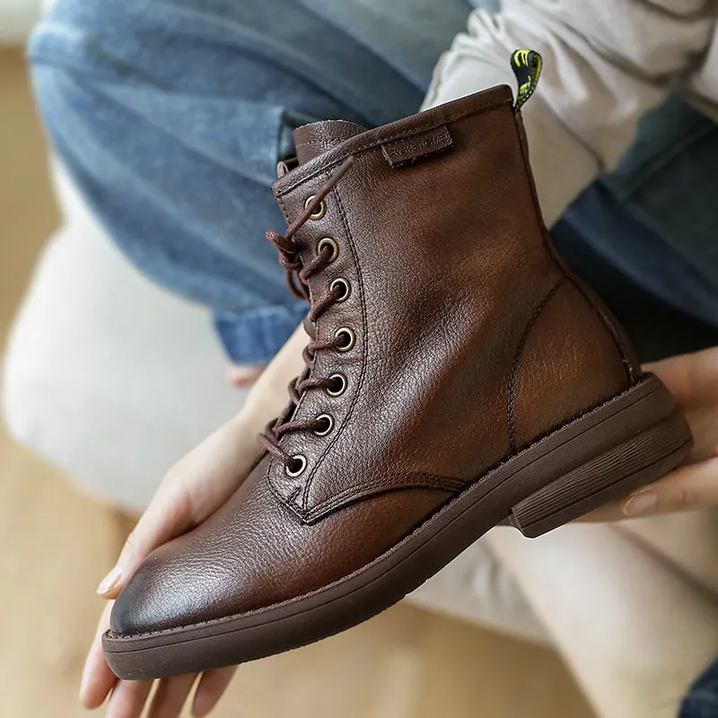 Retro Leather Seven Eyelets Lace-up Martin Boots Most Popular Adidas Shoes