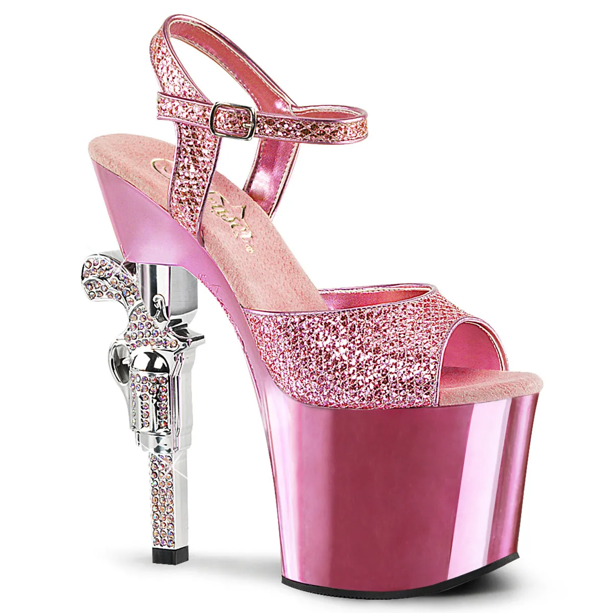REVOLVER-709G Pleaser Baby Pink Glitter Sexy Platform Shoes (Pole Dancing Heels) Asics Non Slip Shoes