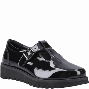 Hush Puppies Florrie T-Bar Patent XL Senior School Shoes Running