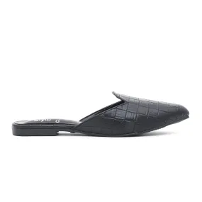 Black Casual Back Open Slippers CL1502 Suede Smoking Slippers
