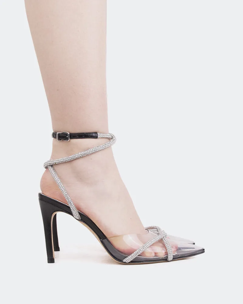 Rumpus, Black Leather/Cuir Noir High Heels Nylons