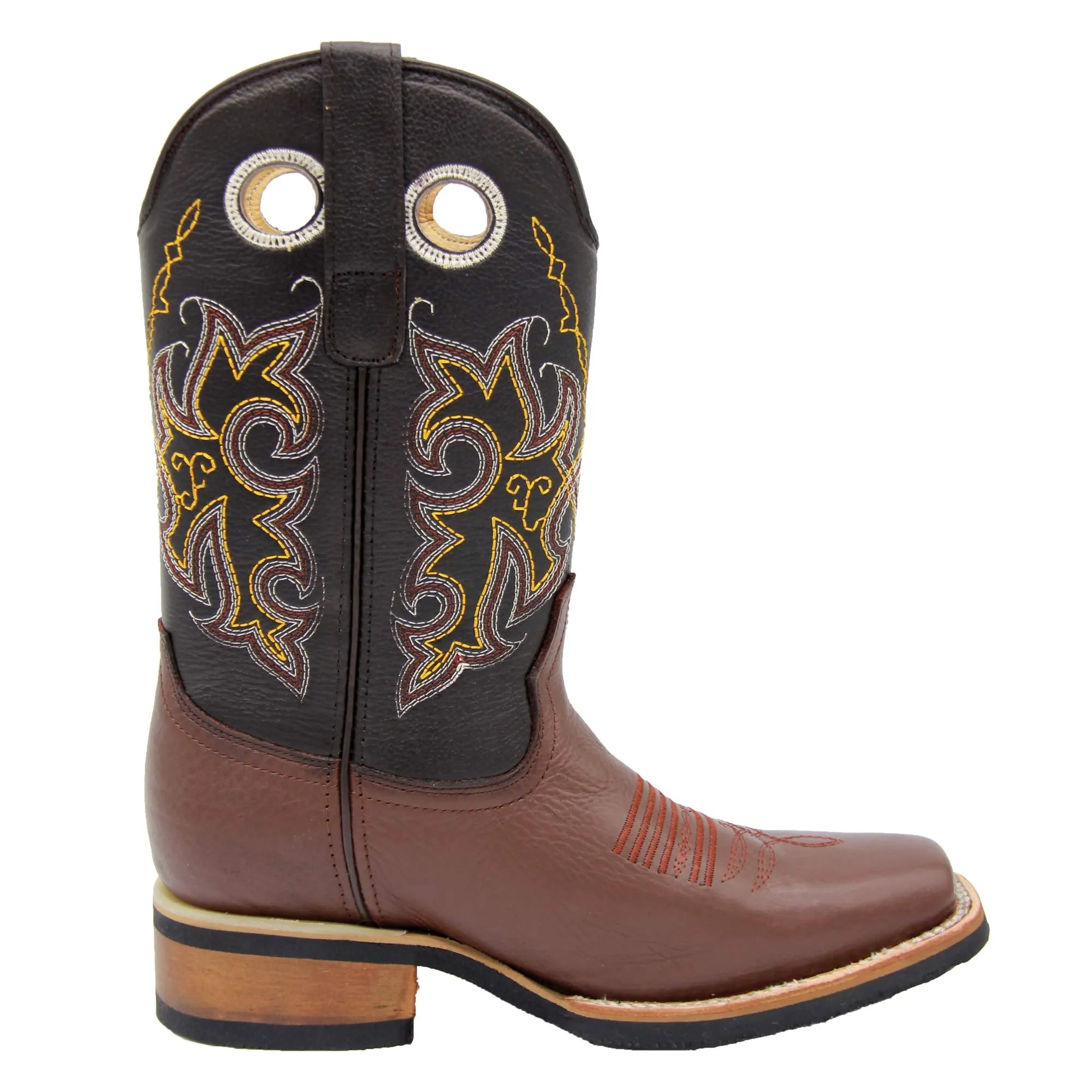 Mens Genuine Leather Cowboy Square Toe Rodeo Boots with Free Belt Best Insoles For Work Boots On Concrete