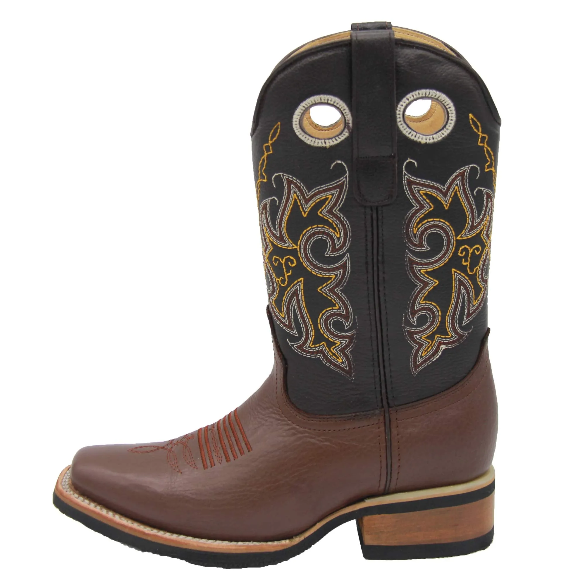 Mens Genuine Leather Cowboy Square Toe Rodeo Boots with Free Belt Cowboy Boots For Working